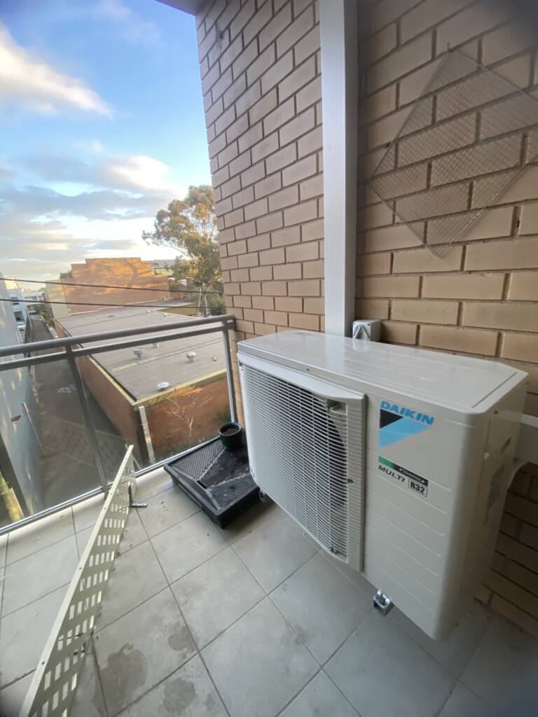 Outdoor ac unit on a balcony at Cremorne